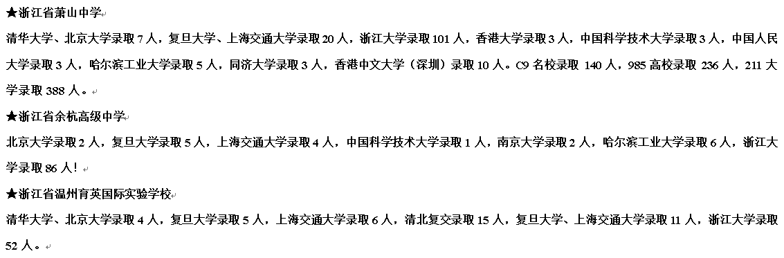 重磅:浙江省2020年高考部分高中清北复交浙科南等录取人数排行榜