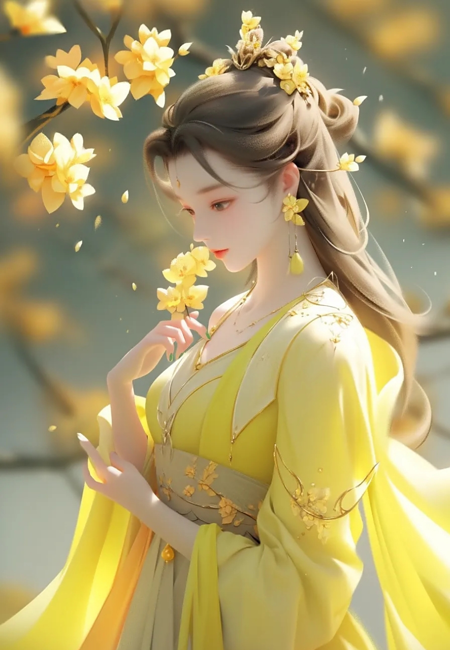 古风清雅黄衣系美人头像