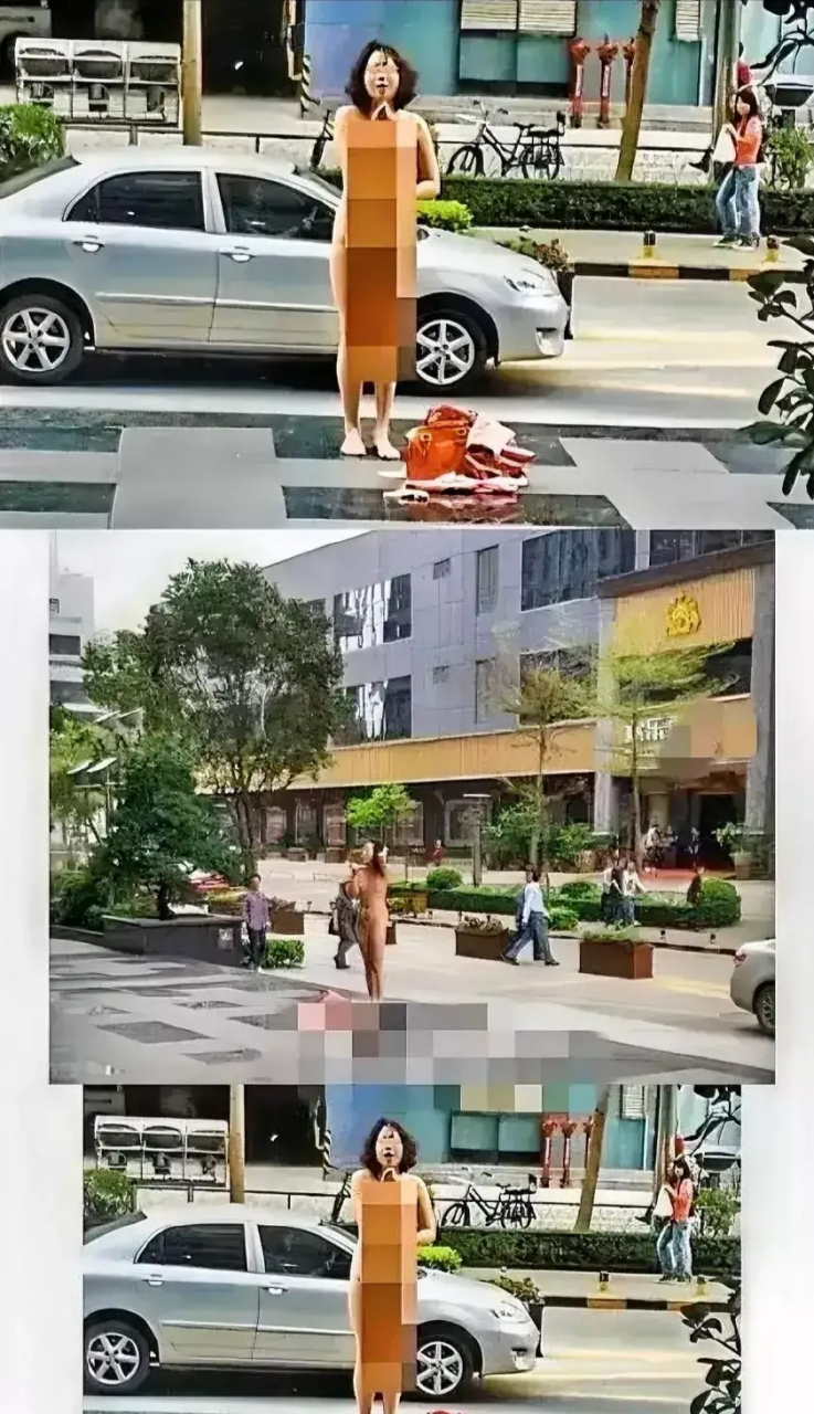 一丝不挂的美女街头高喊"报复渣男" #社会热点#  "我男朋友出轨了,我