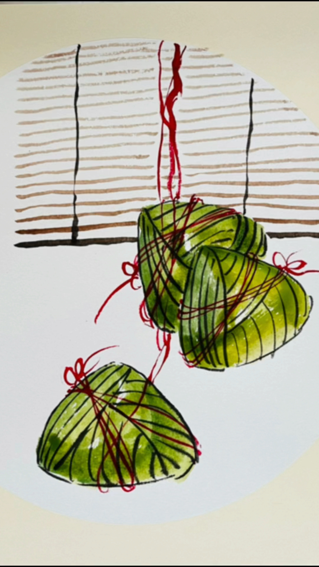 儿童国画入门 写意粽子画法,超级简单,一看就会-度小视