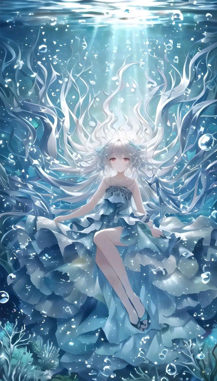 二次元# #动漫壁纸# 水下精灵