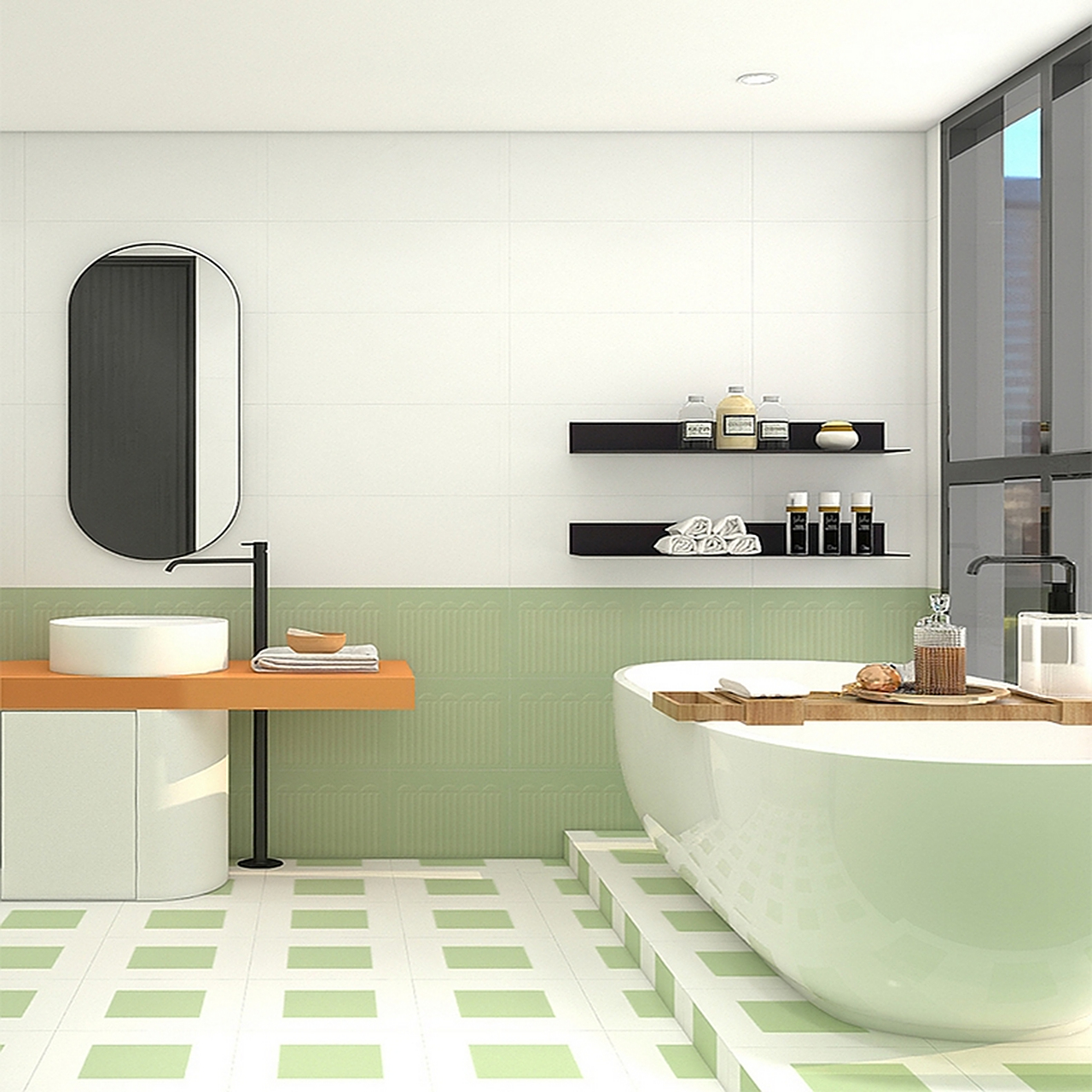 莫兰迪素色柔光瓷砖300x600厨房复古花砖卫生间浴室纯色全瓷墙砖