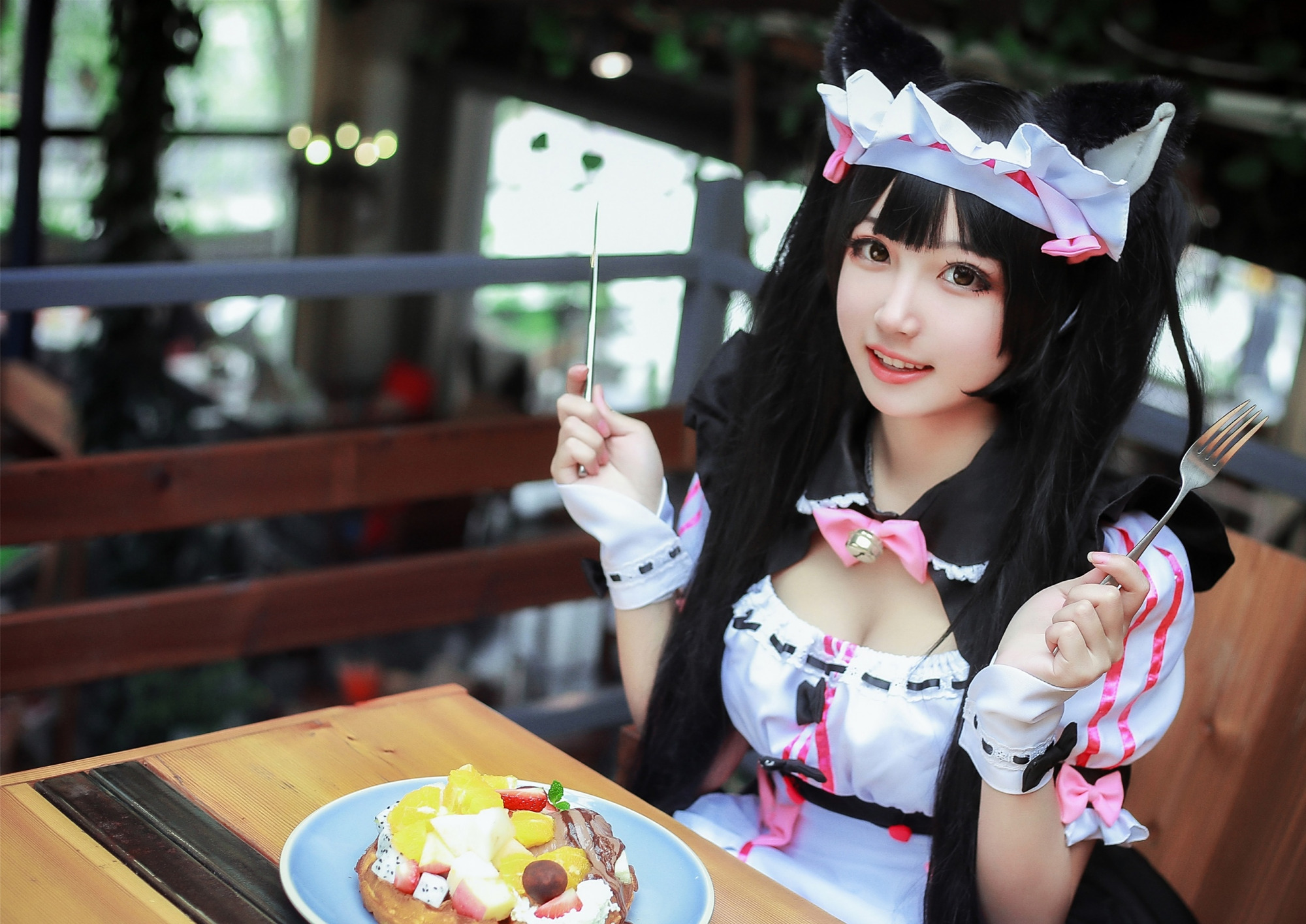 cosplay:最喜欢你的猫耳"黑丝"女仆,水果蛋糕只愿意跟你分享