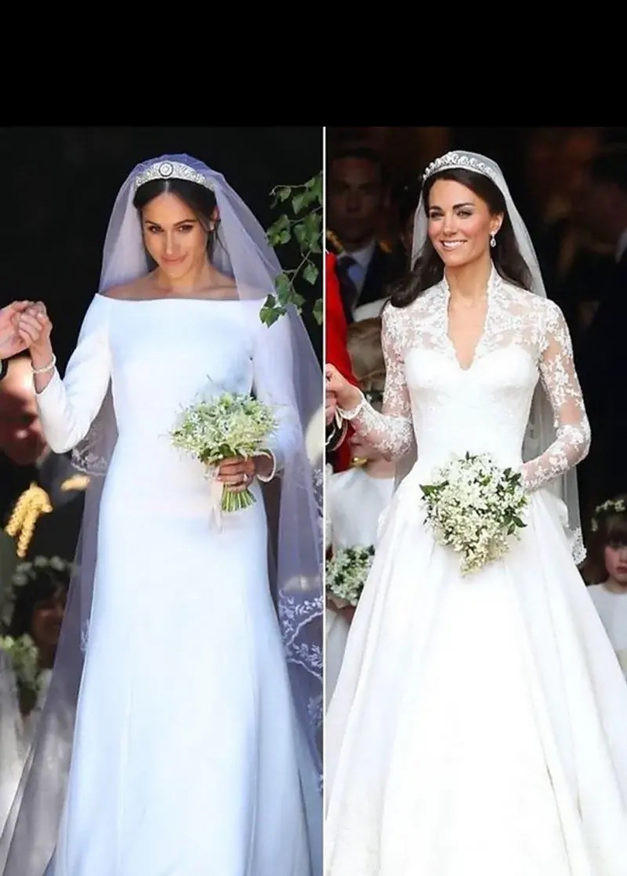 据说凯特的婚纱是自己购买的,梅根的婚纱是英国皇室掏钱购买的,由此