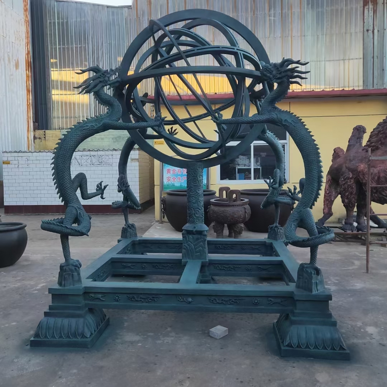 浑天仪雕塑 天文仪器雕塑摆件 地动仪简仪铸铜景观雕塑 园林摆件