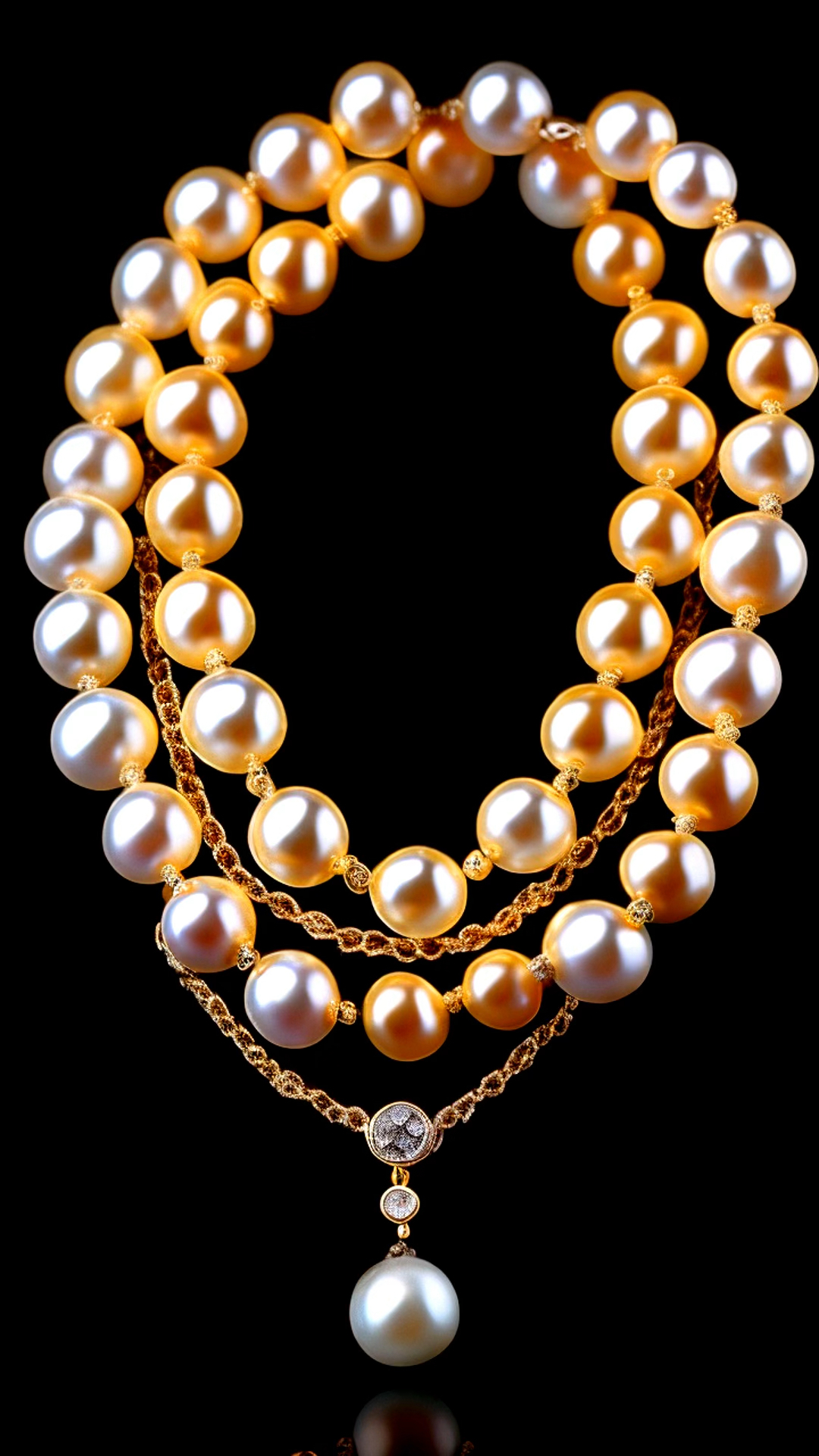 有时候一个东西的贵重会掩盖它天生的漂亮珍珠项链熠熠生辉