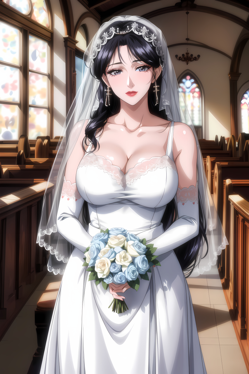 阿姨婚纱礼服裙#二次元专属交流地# #ai助手创作季