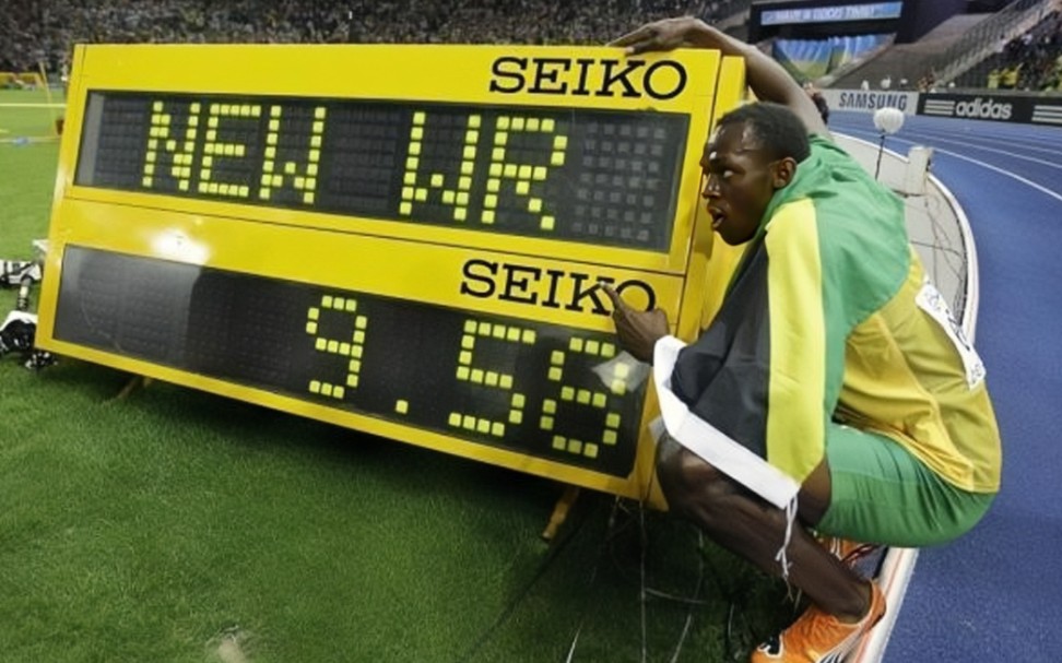 据悉,博尔特保持的百米世界纪录是9.58秒.