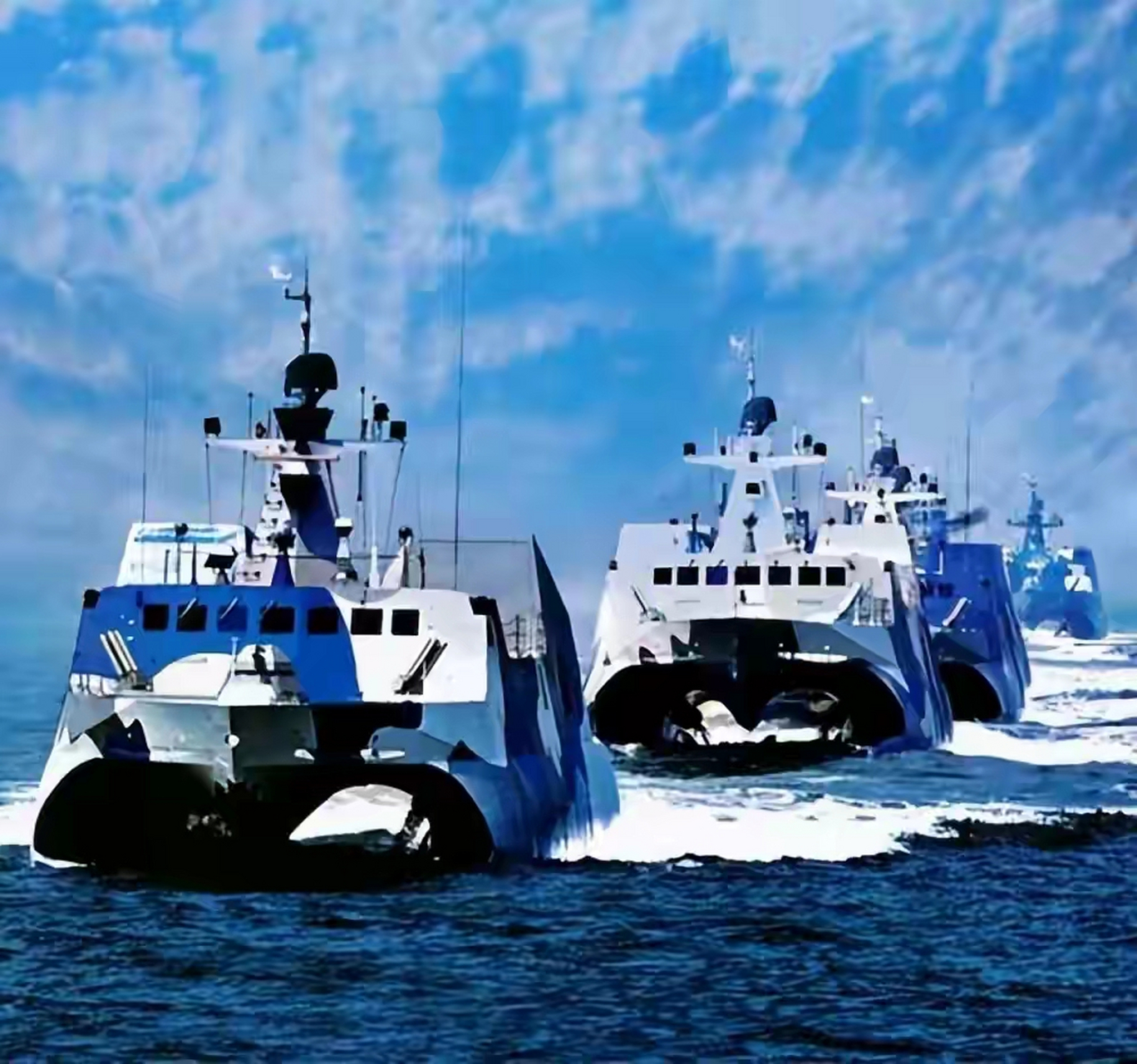 022导弹艇,北约代号:红稗级,它主打的就是高速和隐身性能,是一个很好