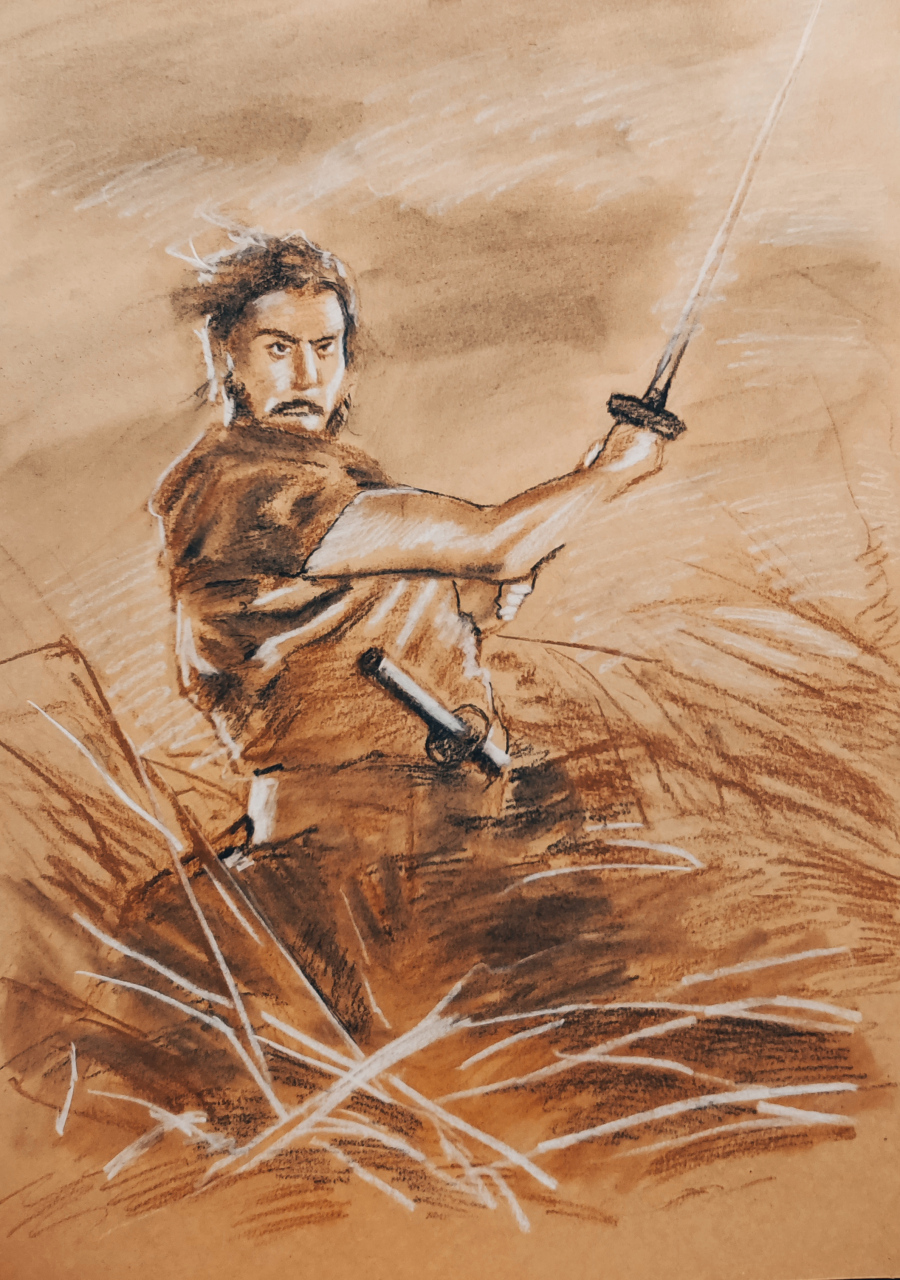 武士 素描  著名电影《切腹》中的经典场景