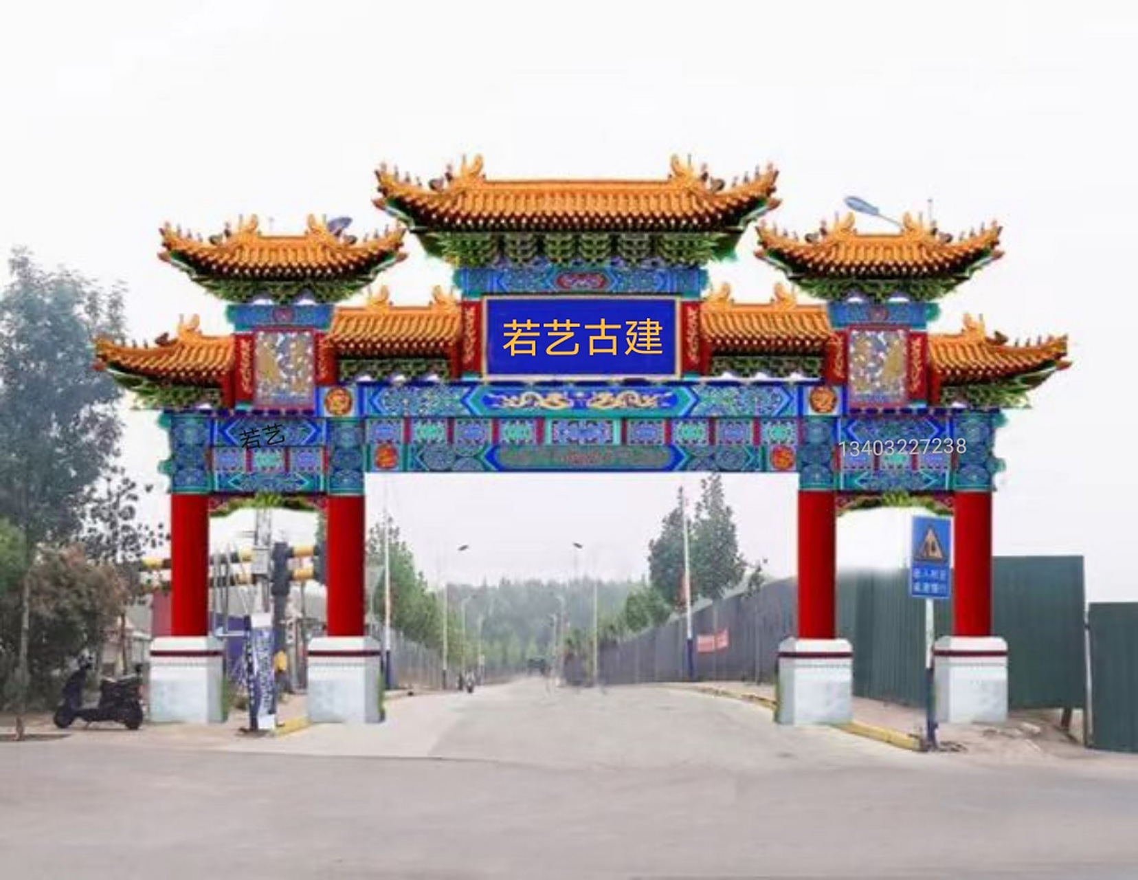 新农村古建牌楼,仿古牌坊,仿古水泥牌楼,景区古建牌坊,古建彩绘牌坊