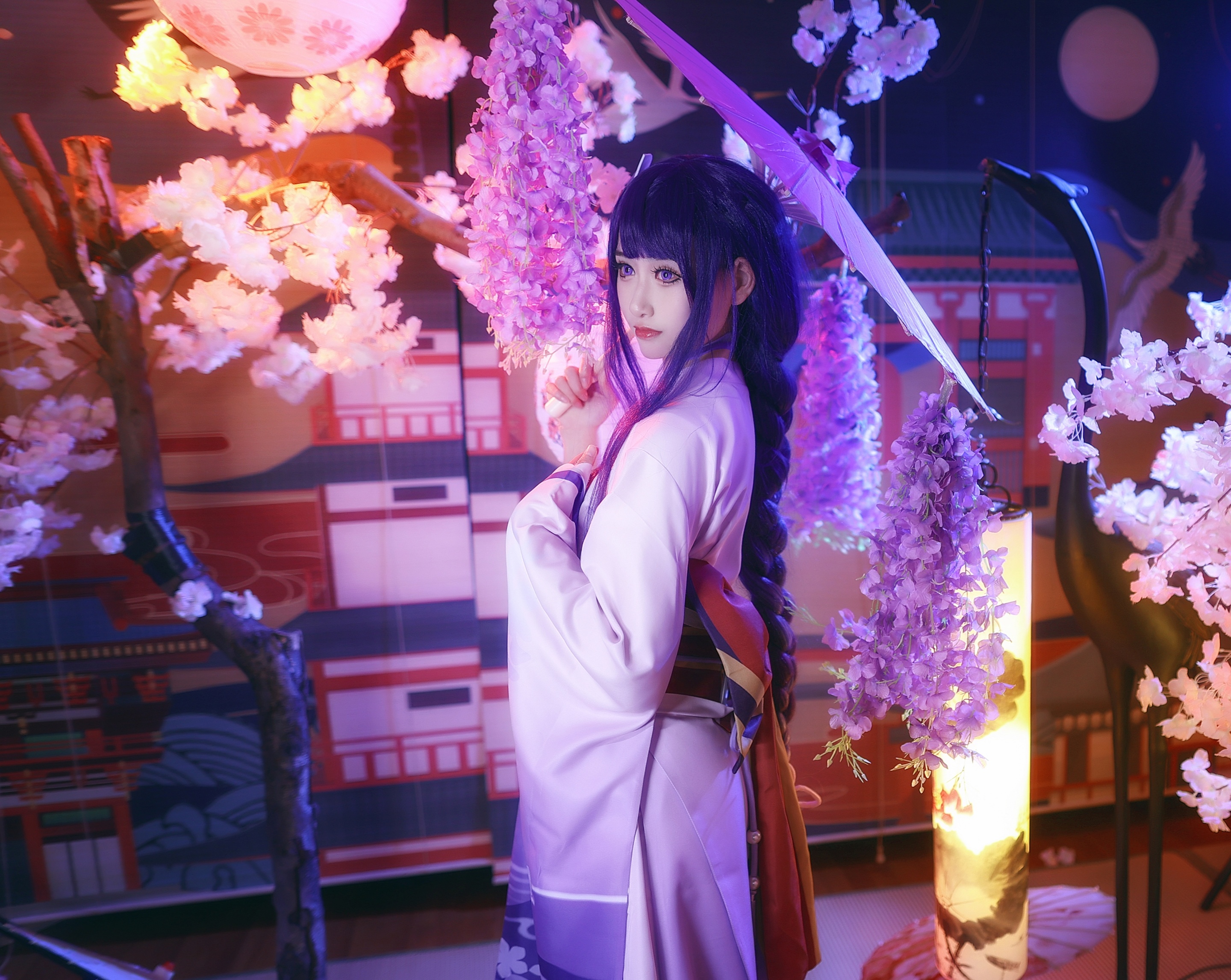 《原神》雷电将军cos,小姐姐这双大长腿配上一袭和服,太美了