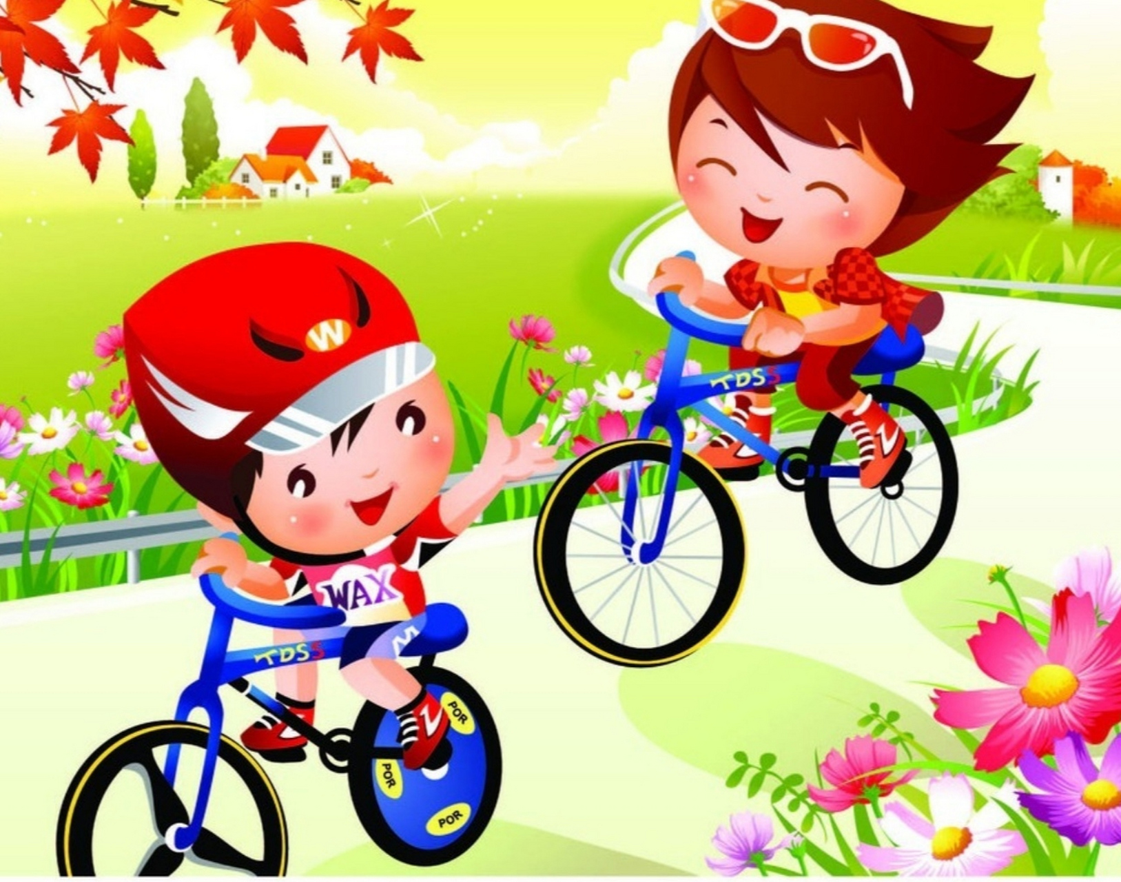 小孩骑自行车卡通图图片