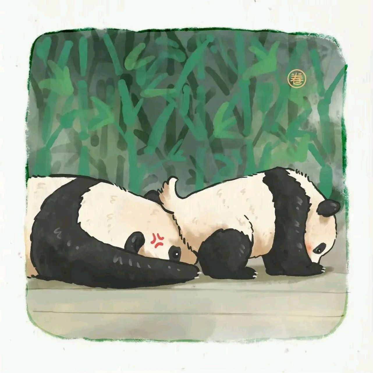 福宝漫画,画的好形象生动啊 全家福那张好有爱啊