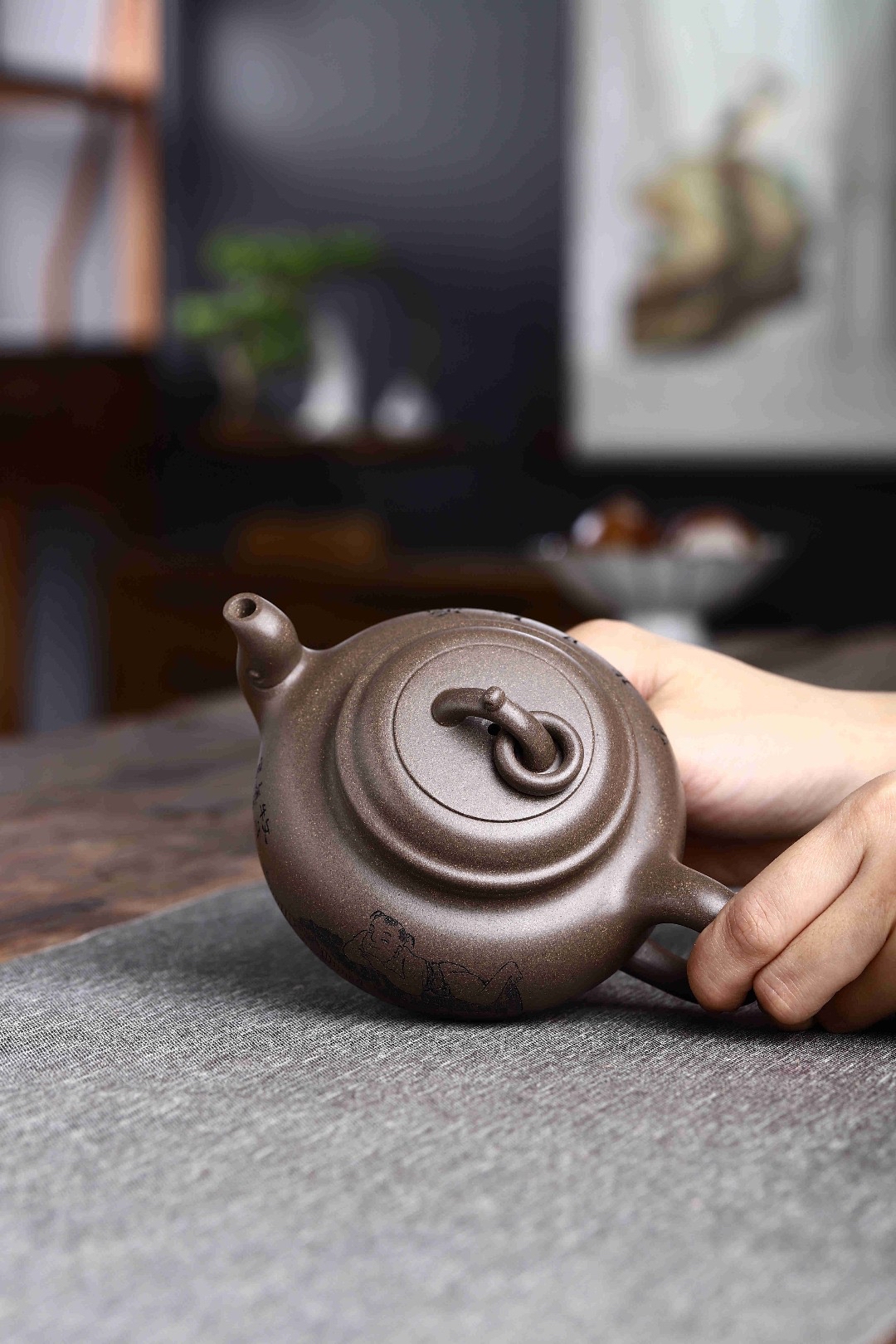 宜兴紫砂壶何其仙全手工三足宝炉