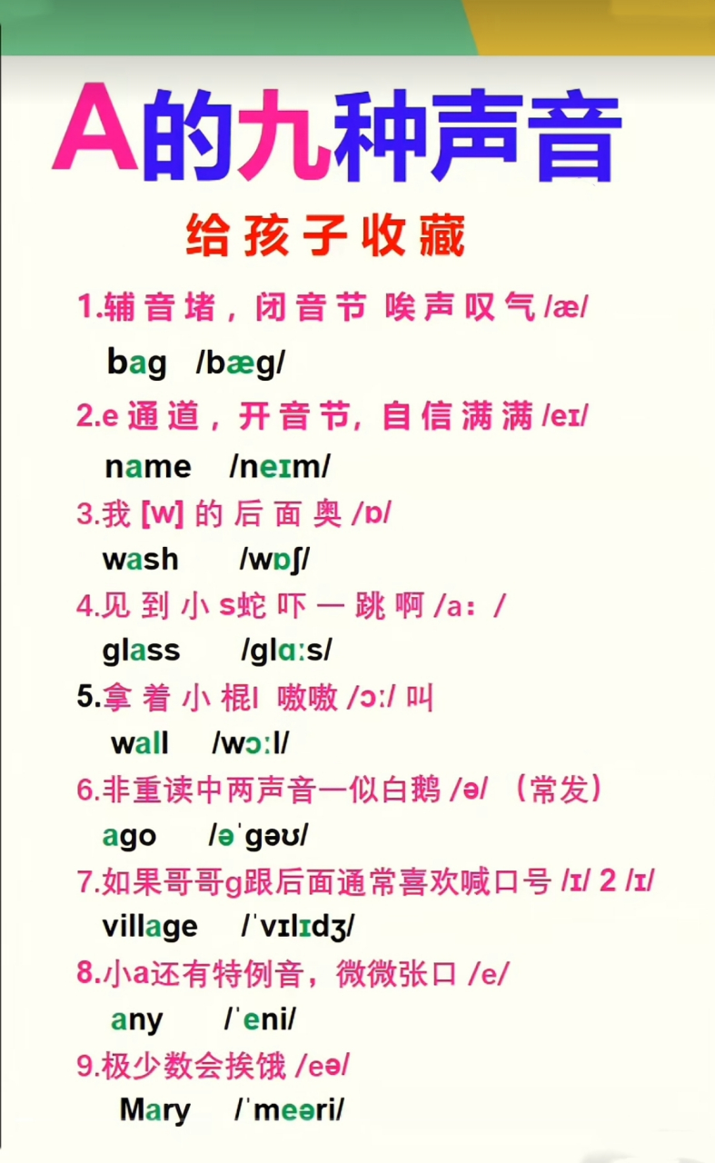 字母a的9种发音