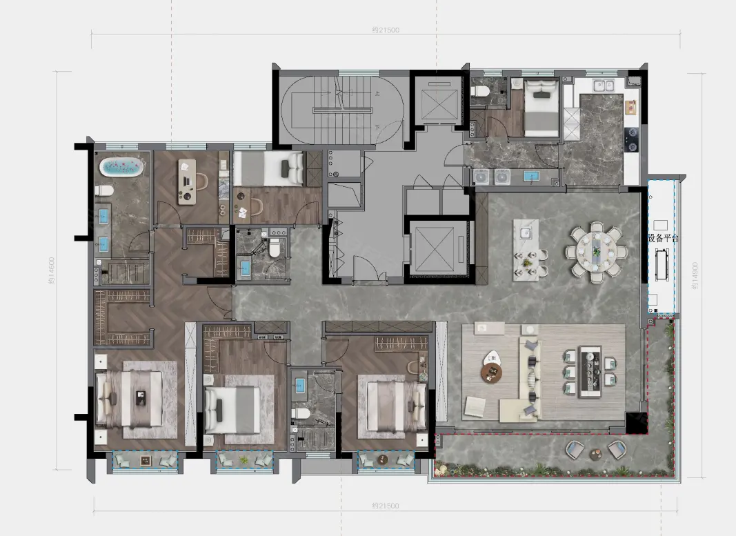 275平米奢华大平层户型,细节优化无与伦比