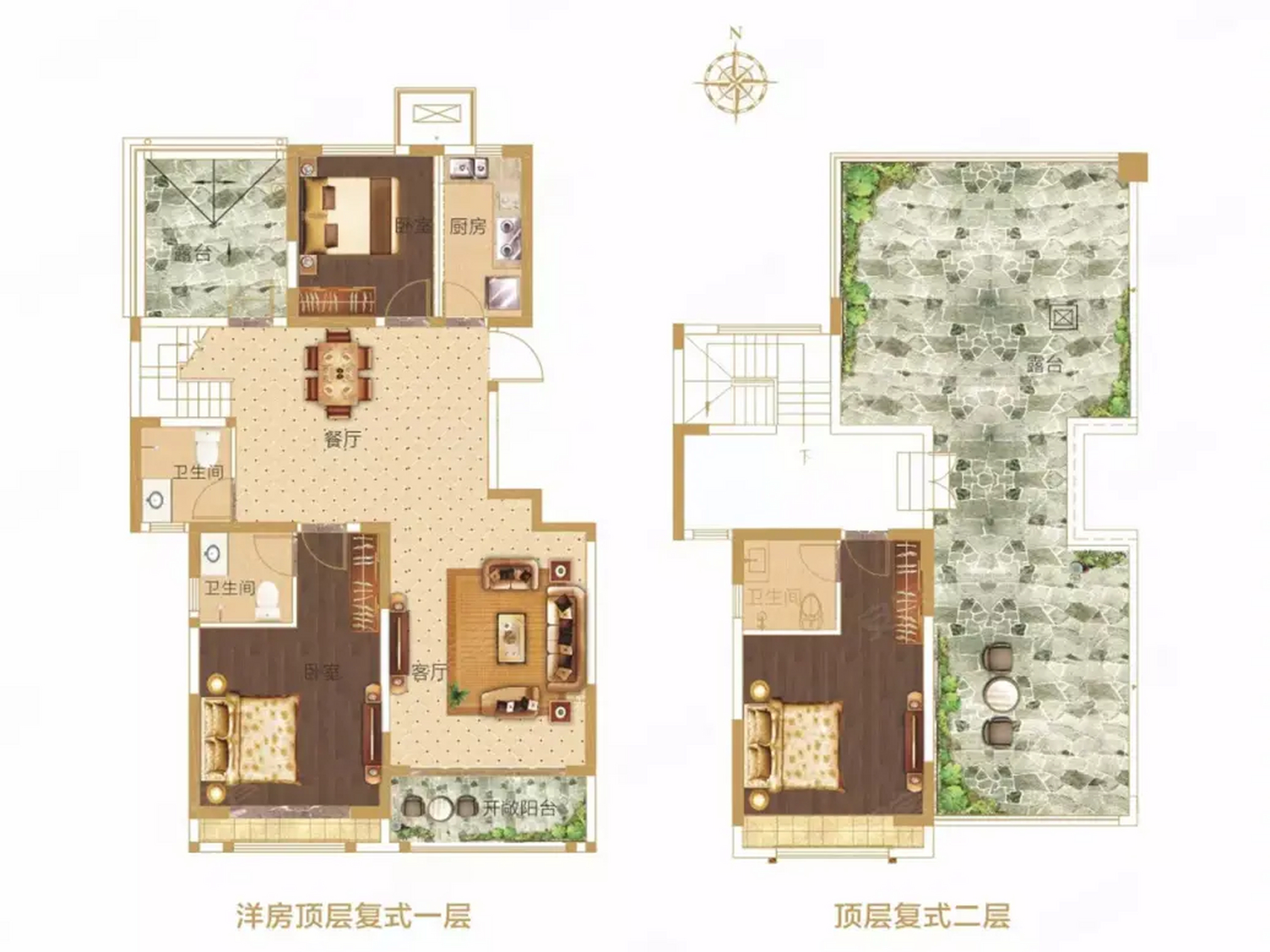 上下楼120平方复式户型图片