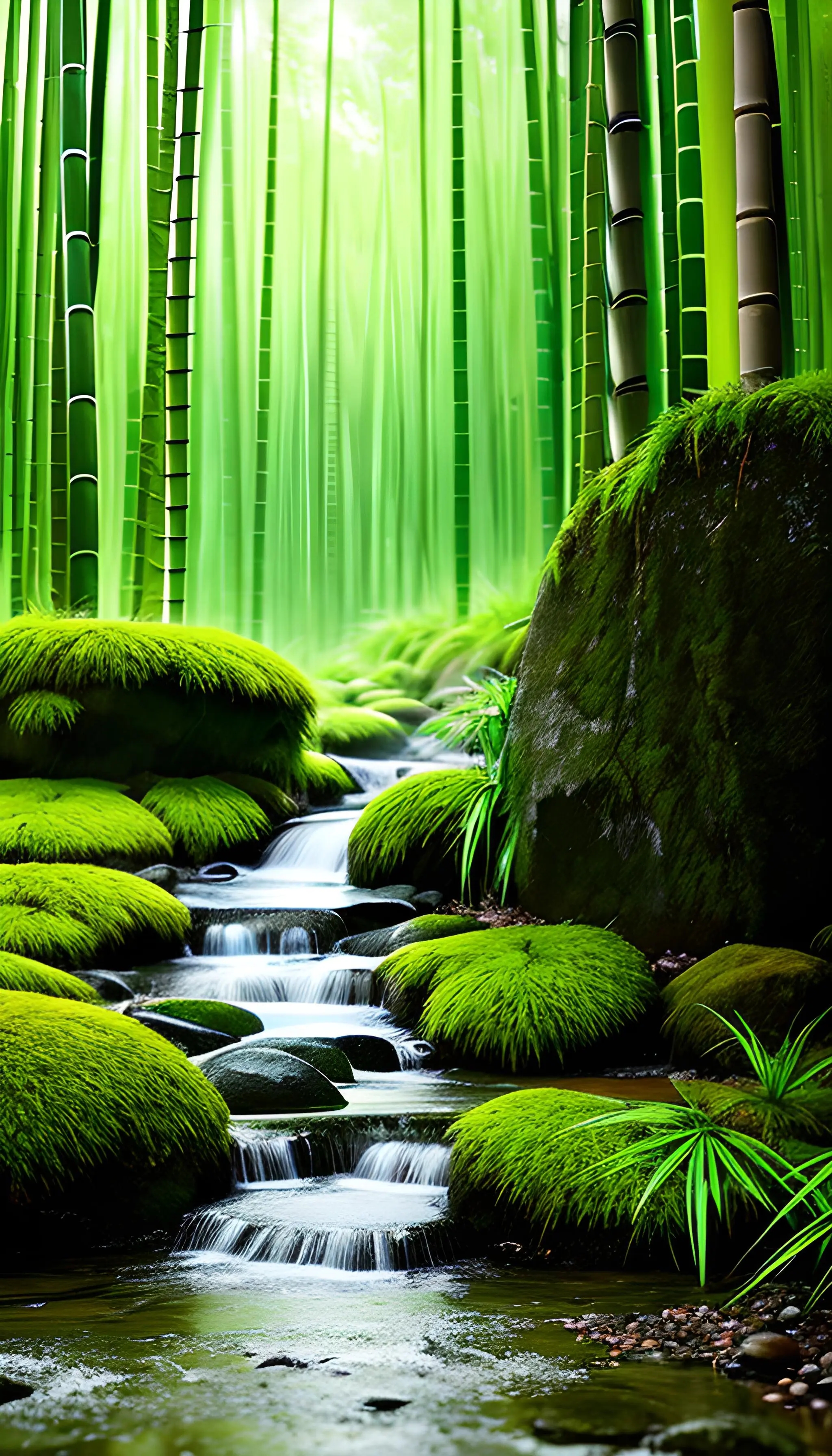 美图:雨后竹林翠,清泉石上流