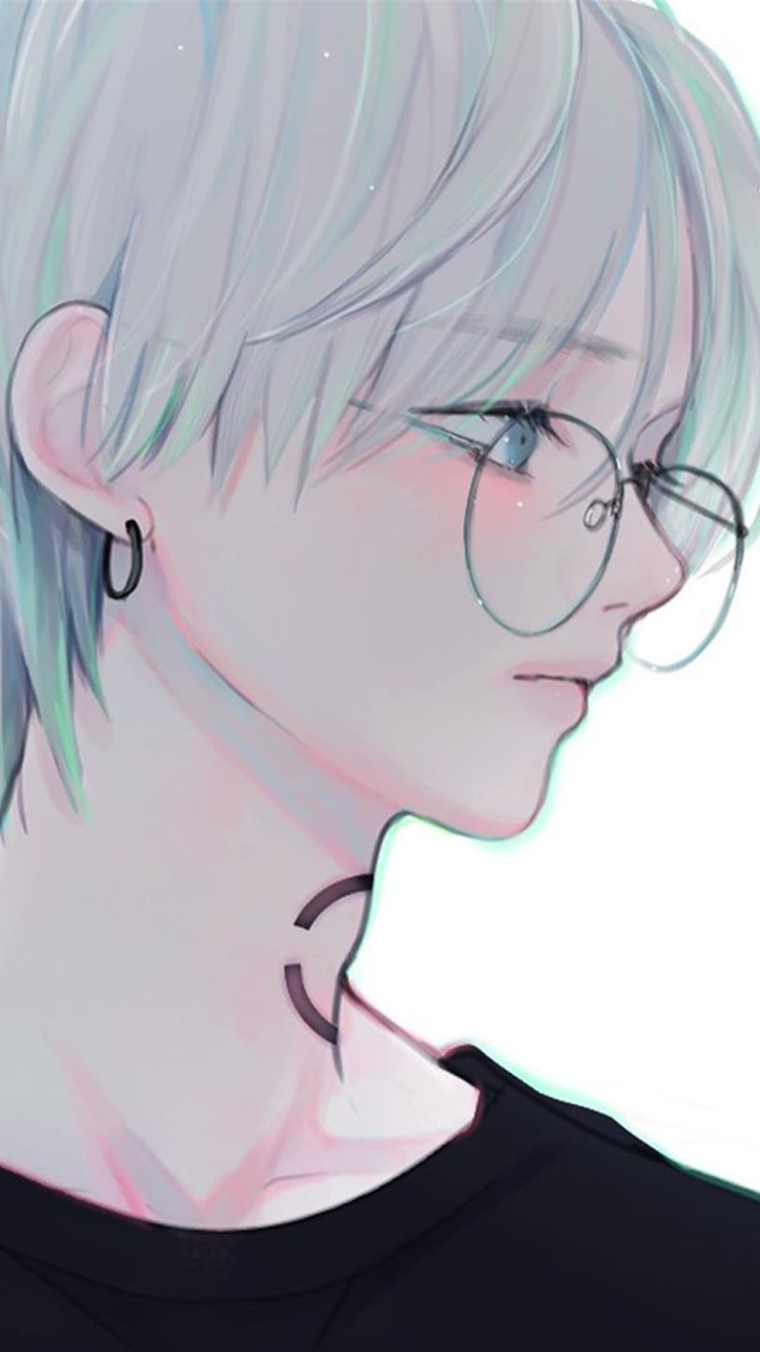 萌系青春少年插画,笔触细腻皮肤吹弹可破,人物忧郁唯美