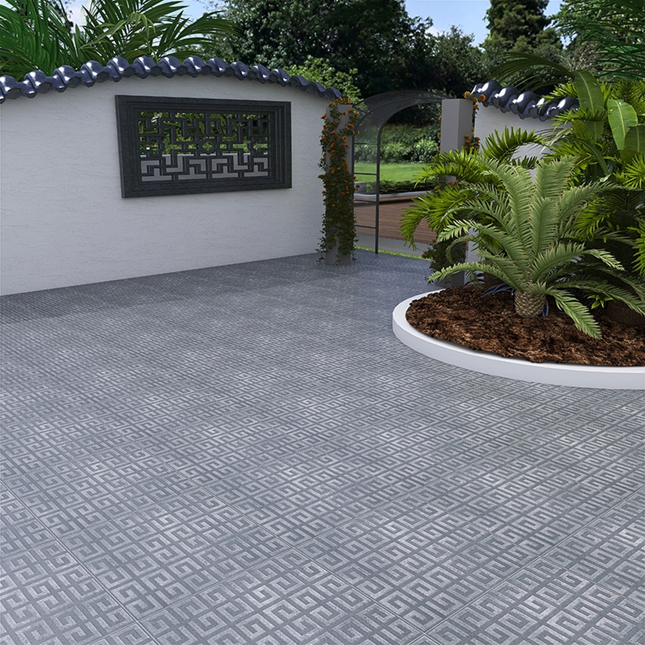 中式复古水泥砖万字纹回字纹庭院仿古地砖 民宿餐厅饭店防滑地砖