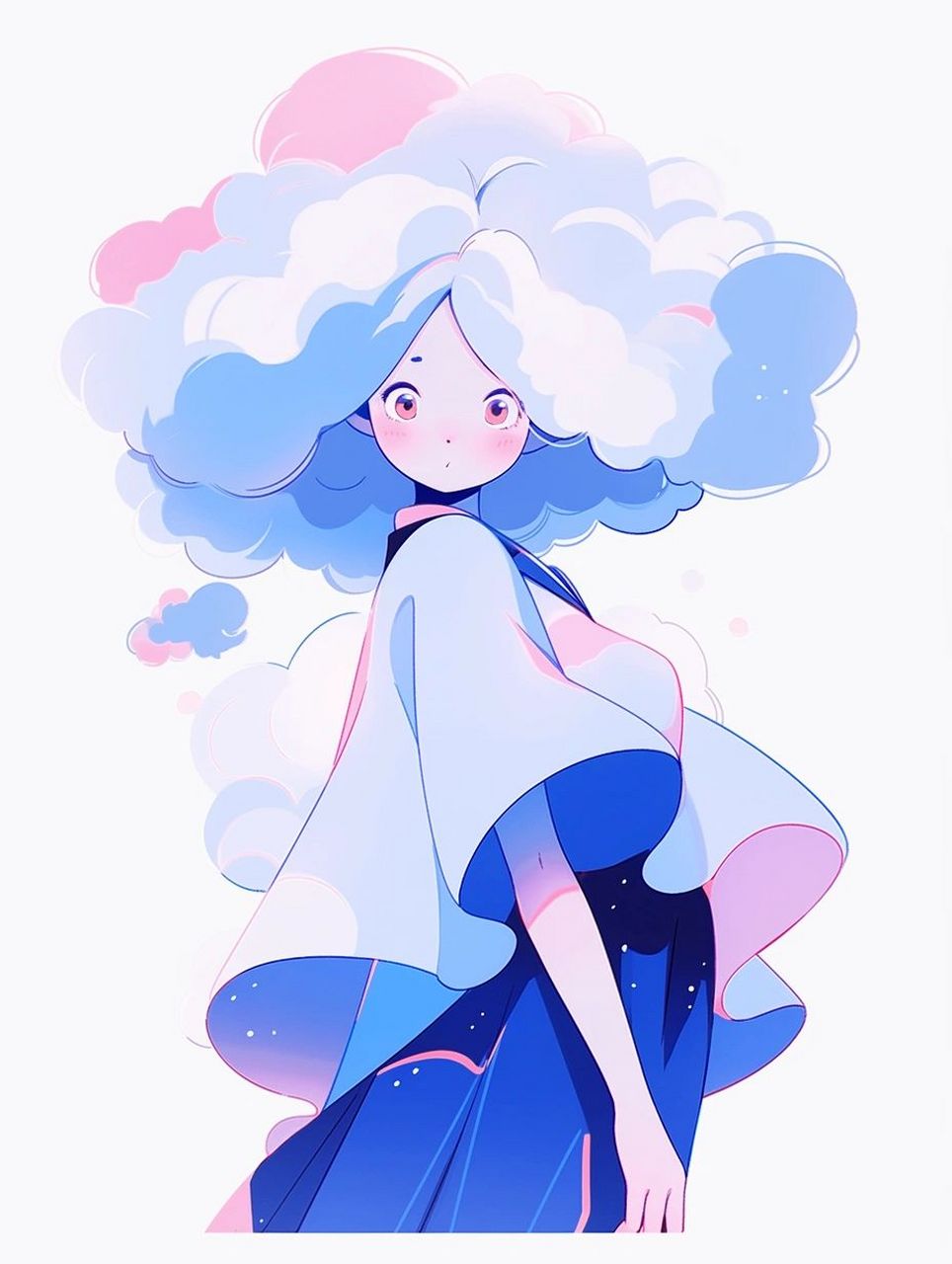 粉蓝色系头像:风是柔柔的,天是蓝蓝的,云是粉粉的,你是甜甜的.