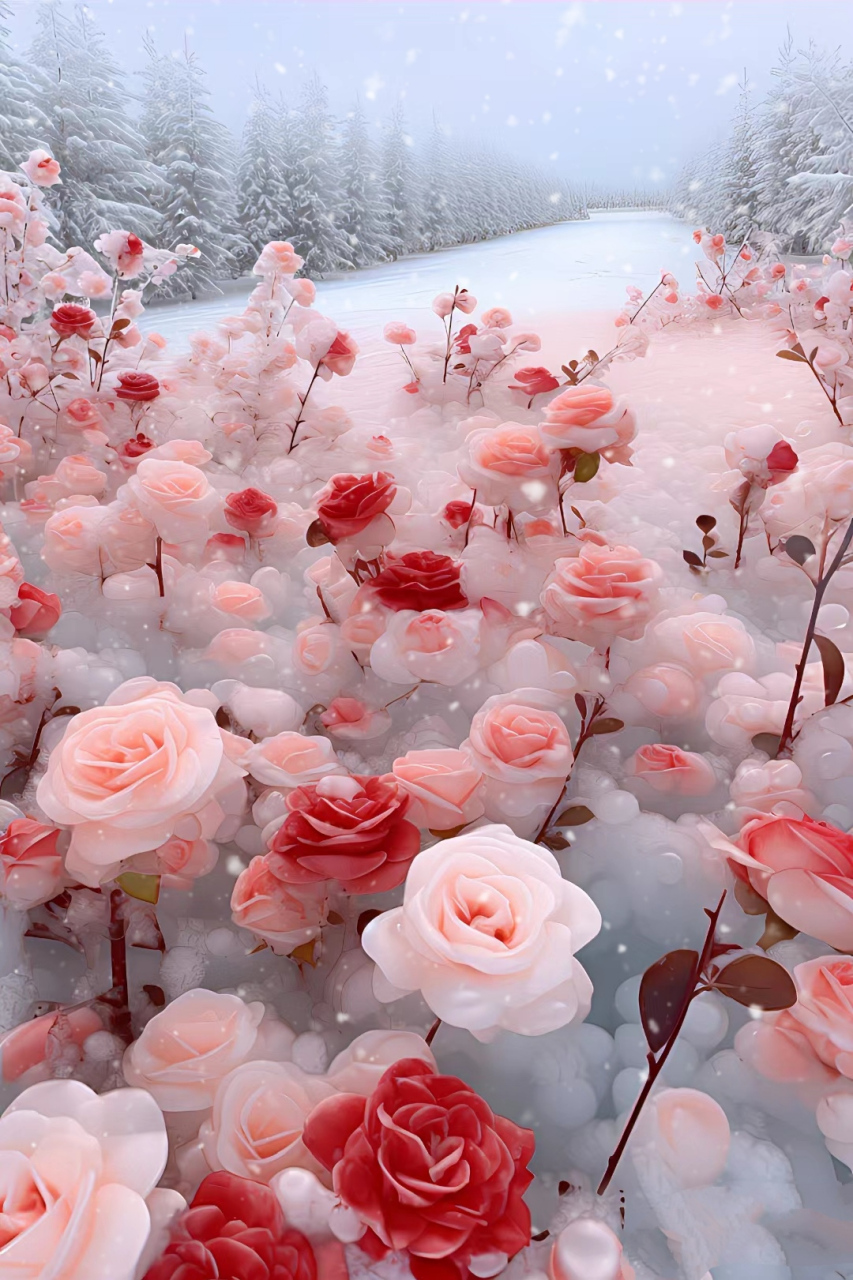"这么浪漫的冰雪玫瑰,该分享给谁呢?