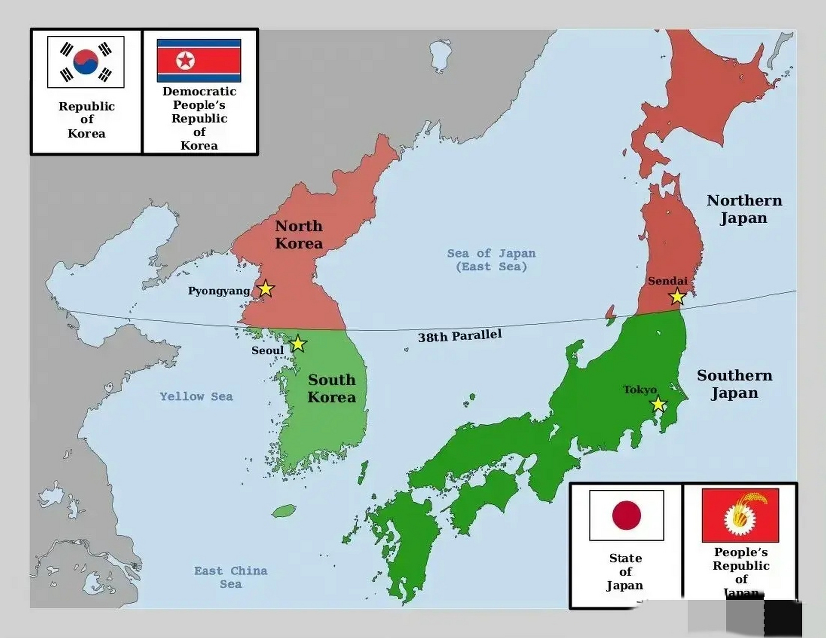 韩国对未来日本领土的分割规划,还是以三八线为界,北部日本归朝鲜所有