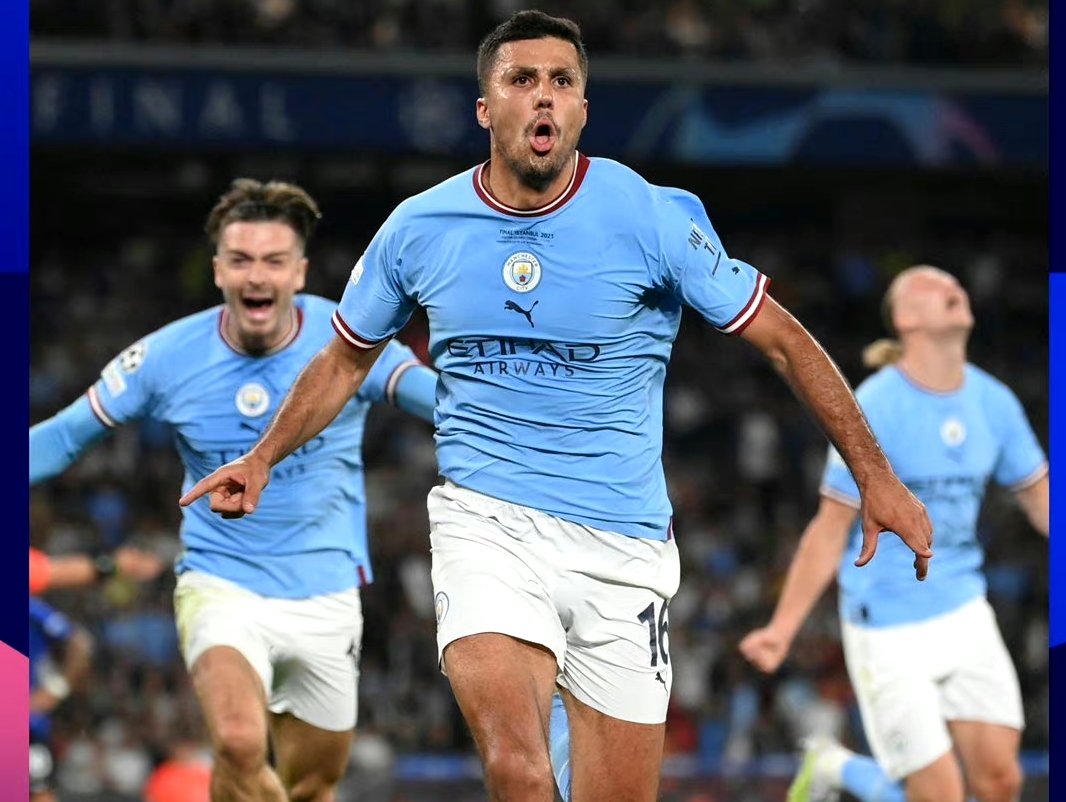 欧冠全场最佳球员,曼城进球功臣罗德里当选!金球奖再起悬念