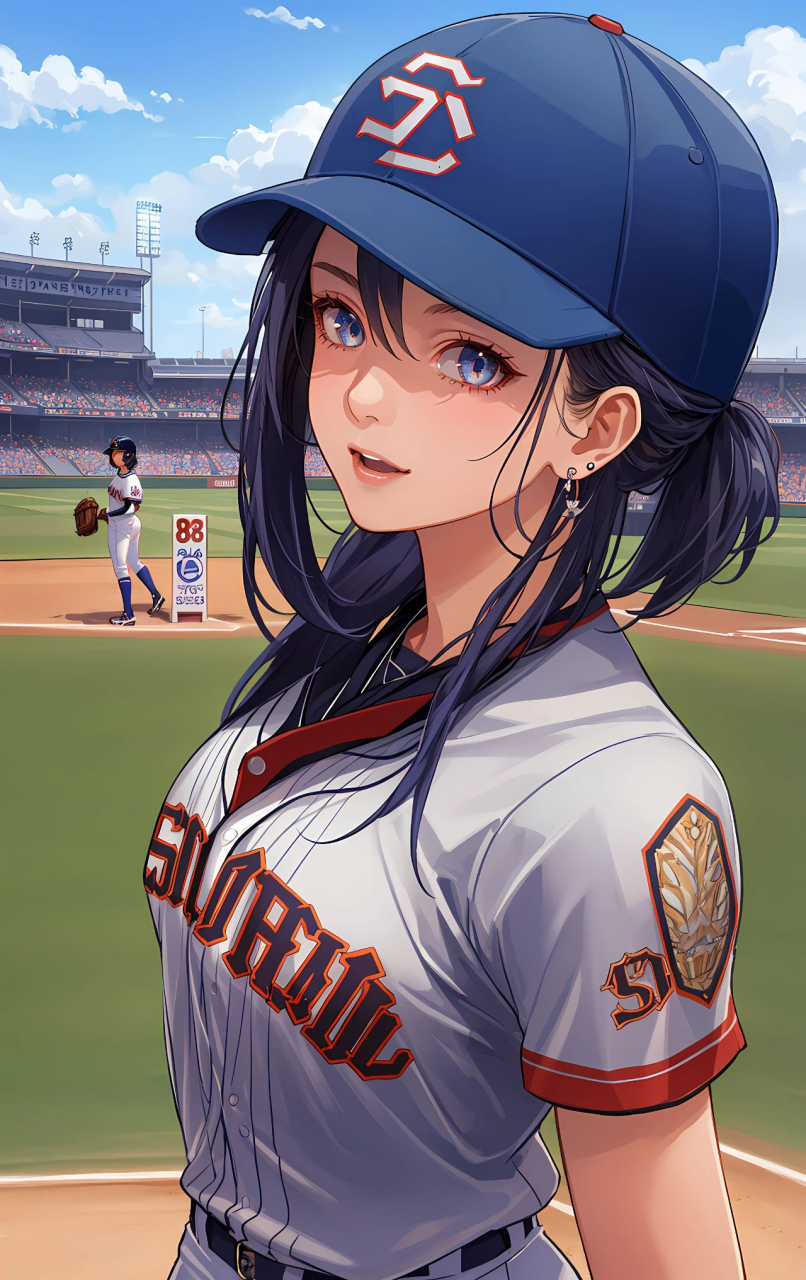 动漫壁纸# 棒球服女孩～中篇