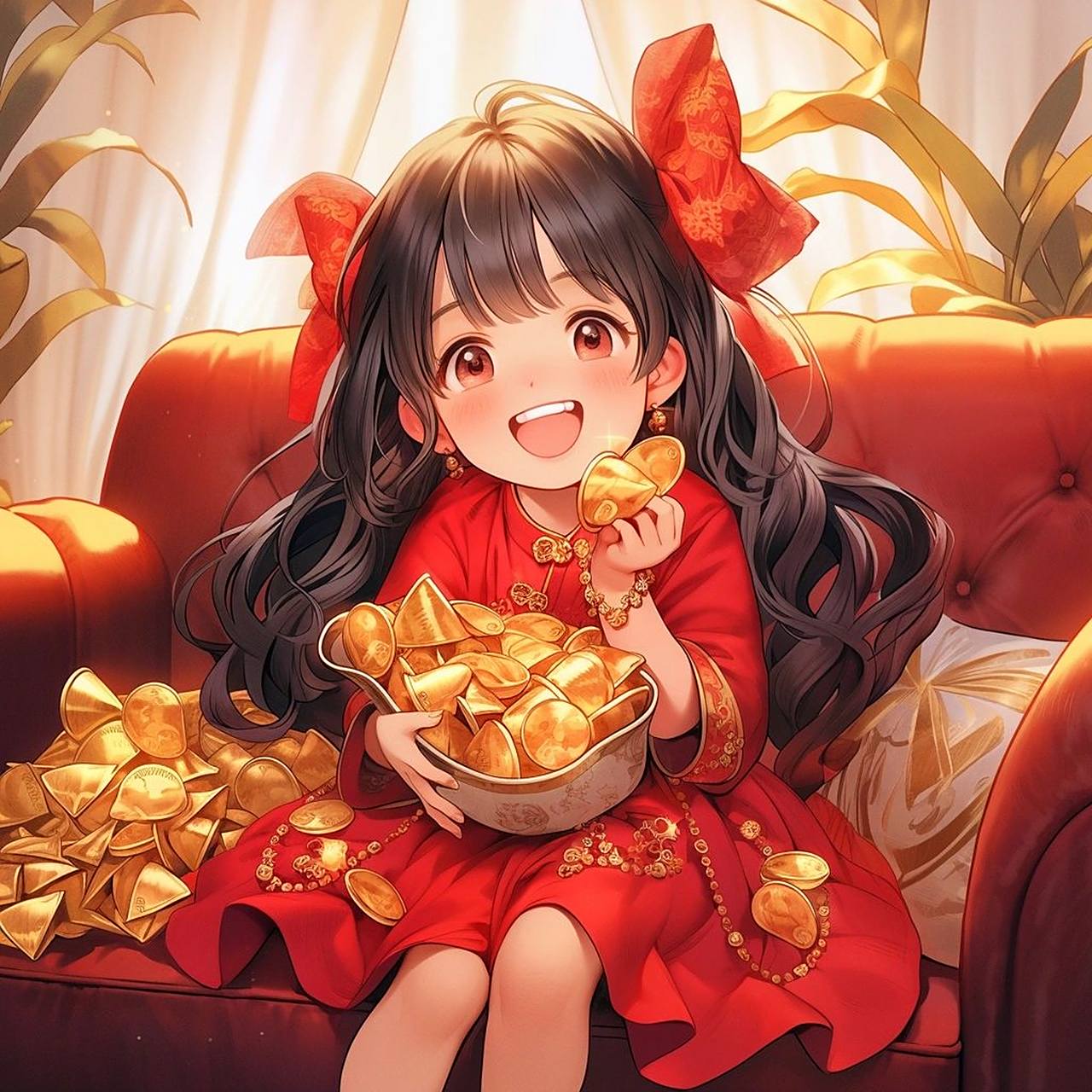 红色系头像:开怀一笑,财运满满.#头像# #微信头像