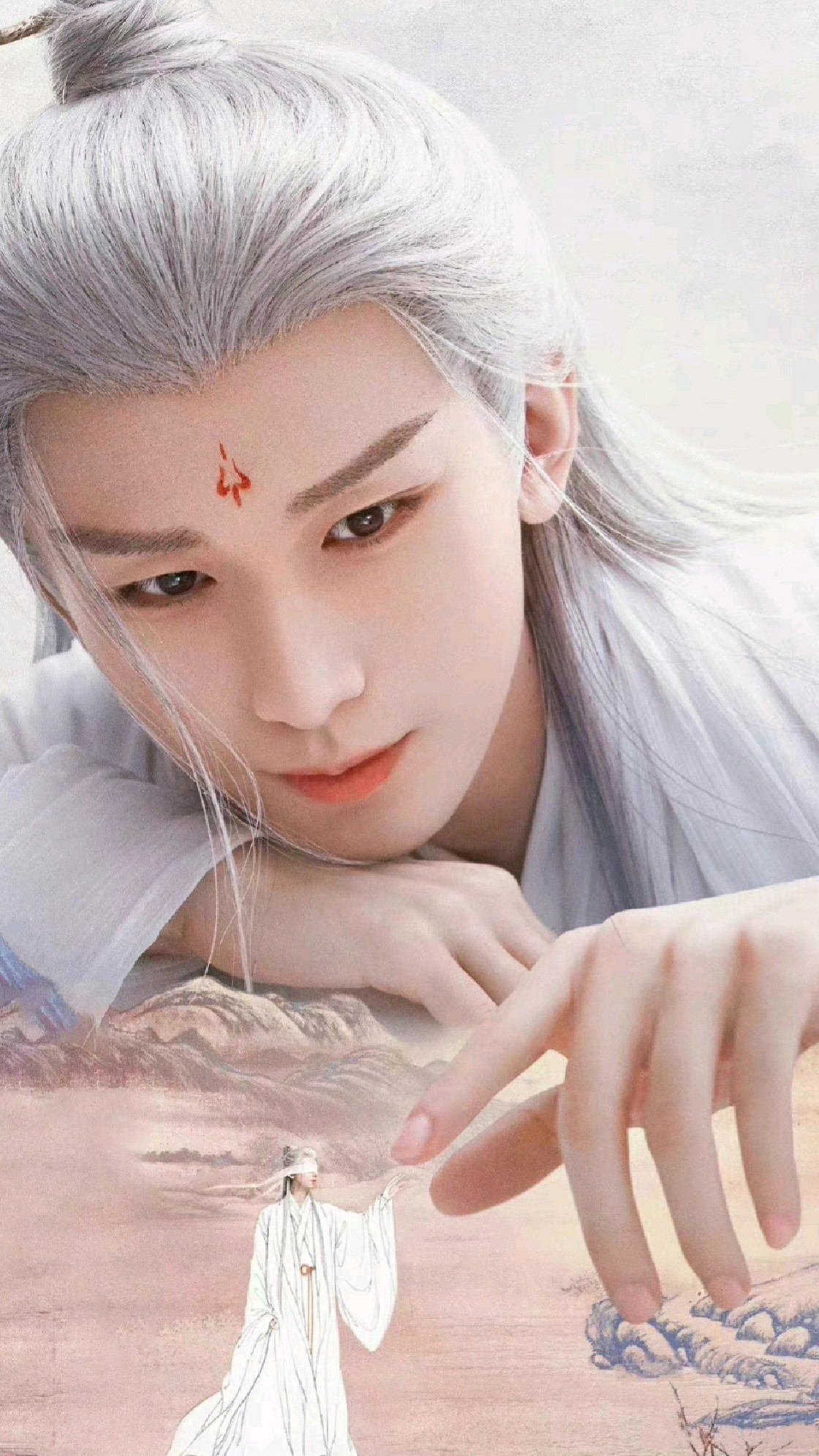 白衣白发的他形容为沉鱼落雁闭月羞花也不为过吧?