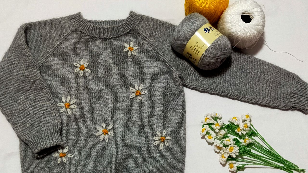 织毛衣 从上往下织 挖领窝的方法