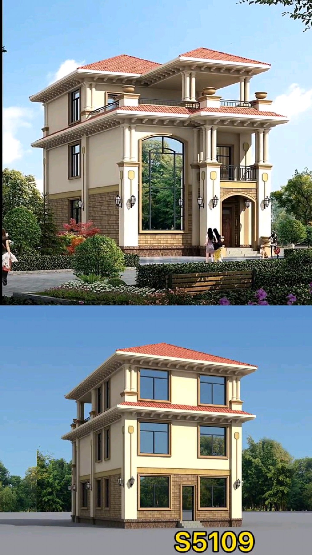 小面宽照样建漂亮房子%三层小别墅设计 %面宽8米别墅