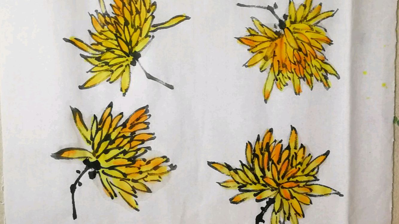 2.3.2.2不同形态菊花花头,菊花,花卉,花鸟鱼虫,国画快速入门