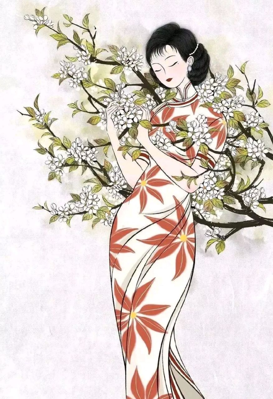 每日壁纸秀～民国手绘旗袍美人