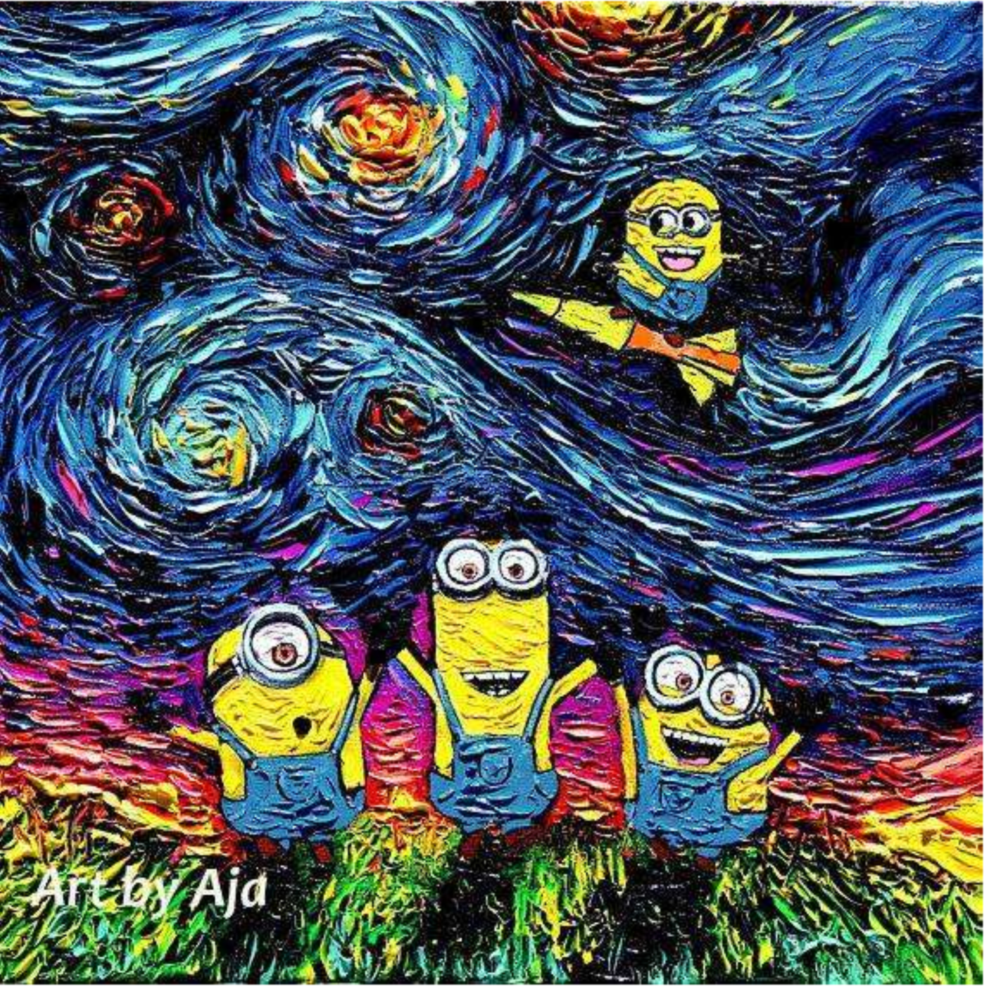 当梵高作品遇上动漫人物,龙猫不要太可爱了