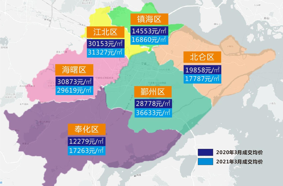 房价地图丨宁波市六区房价一年来到底涨了多少?