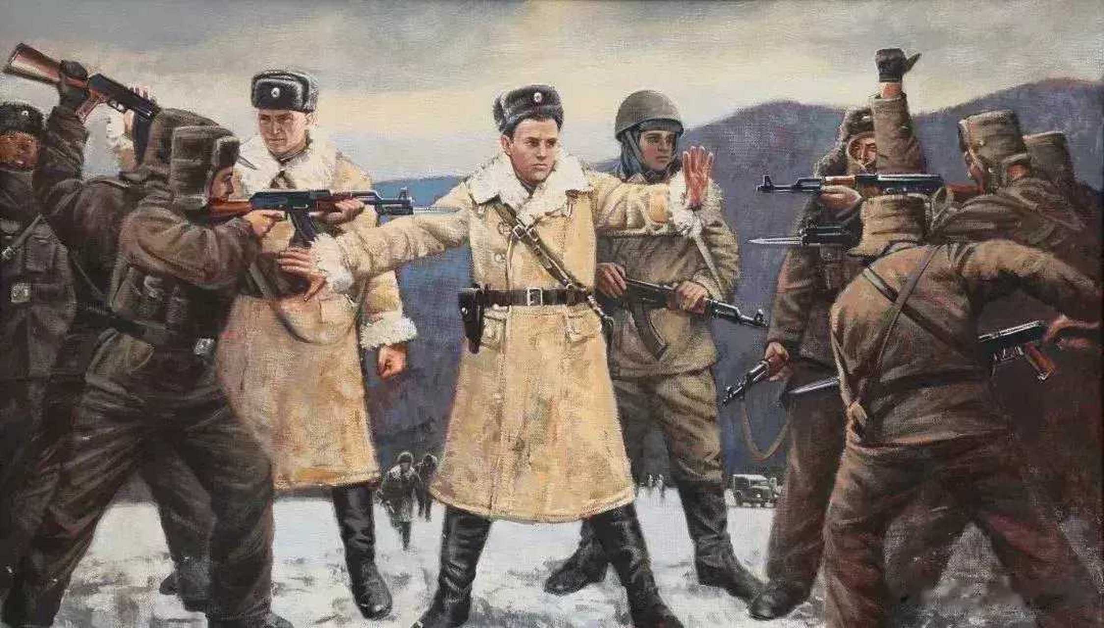 1969年,珍宝岛事件发生后,苏联画家画得油画.