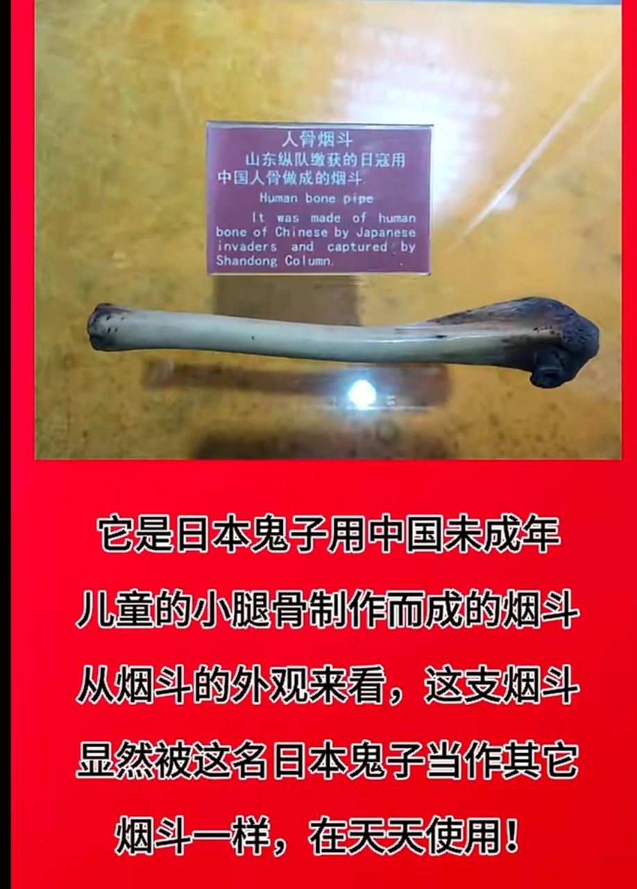 日本人用中国儿童 腿骨做的烟斗.