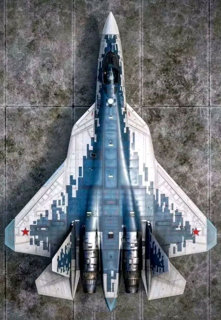 苏57很大程度上还真就是拍扁的苏35,同样的中央升为体布局,同样的双发