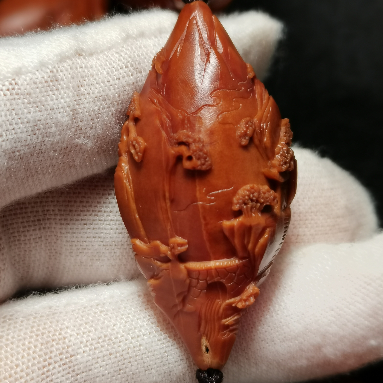 橄榄核雕梅林大榄风景山水手工艺品