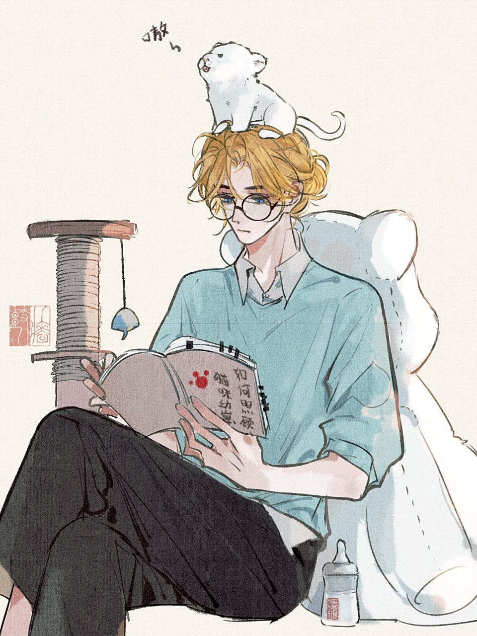 兰波和他的小猫咪~#人鱼陷落#   画师lof:墙头(wb墙头儿儿)