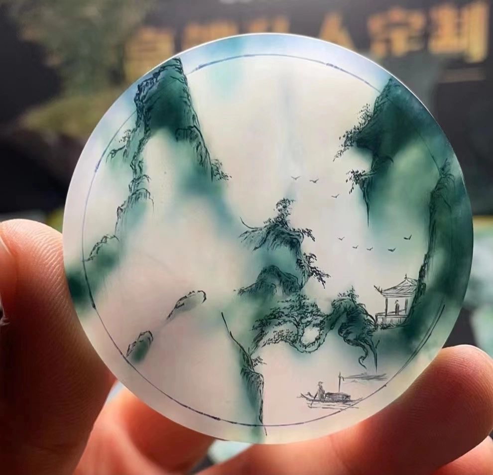 翡翠山水画雕刻!