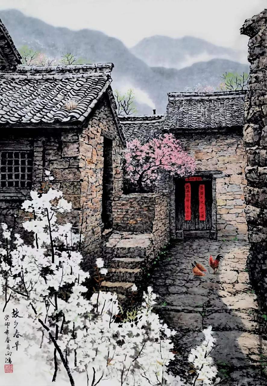画师李向鸿国画作品欣赏,展现了乡村四季美景.