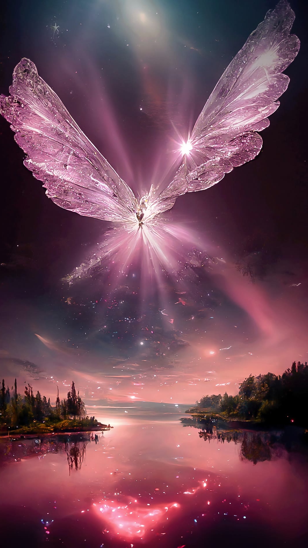 星辰闪烁,为她的翅膀加冕, 她是梦,是希望,是永恒的诗篇