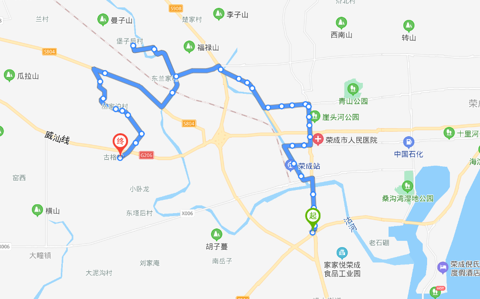 山东荣成站途经公交车路线乘坐点及其运行时间