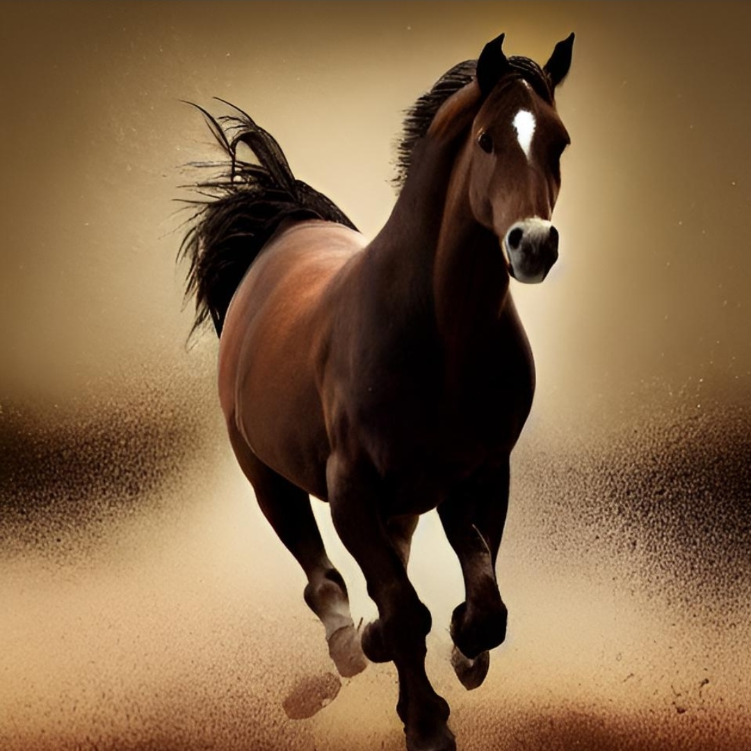 一匹奔腾的俊马,在辽阔的大地上飞奔