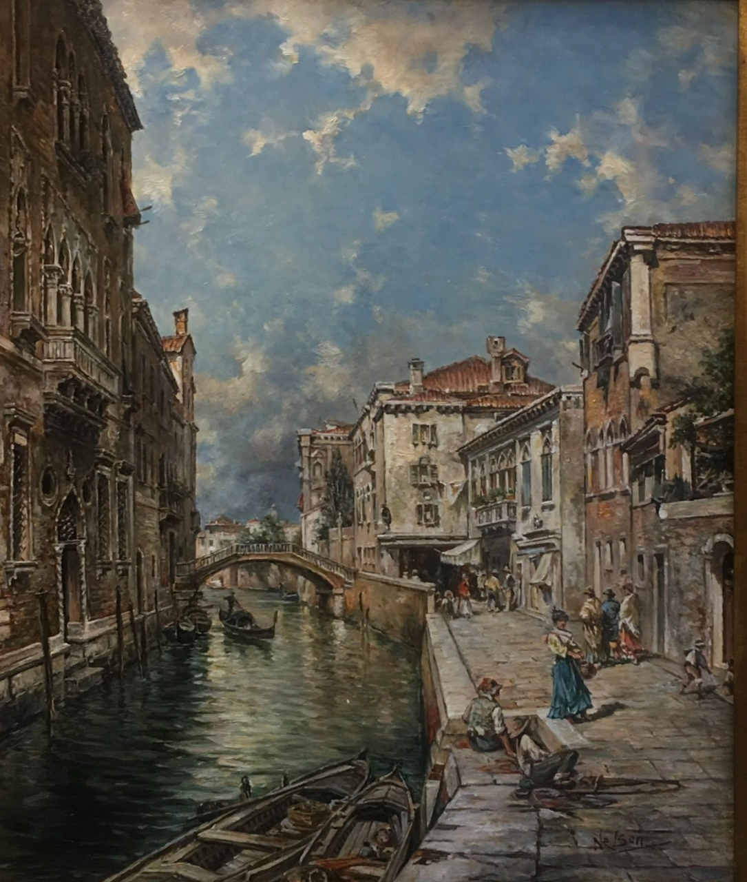 经典欧洲油画～描绘出热闹的街市,人物动态,栩栩如生