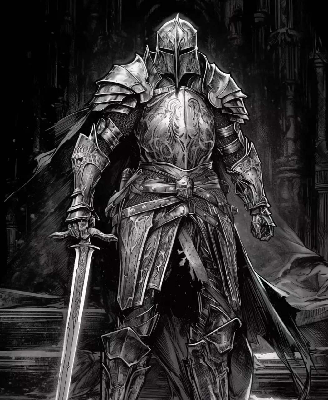 ai创作:暗黑骑士,盔甲分明.#动漫# #插画# #二次元